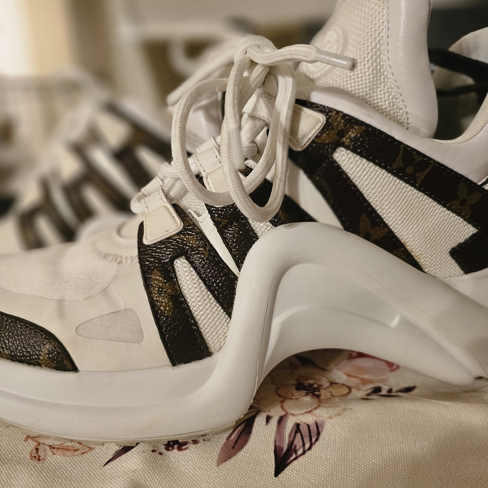 Louis Vuitton White and Brown Sneakers